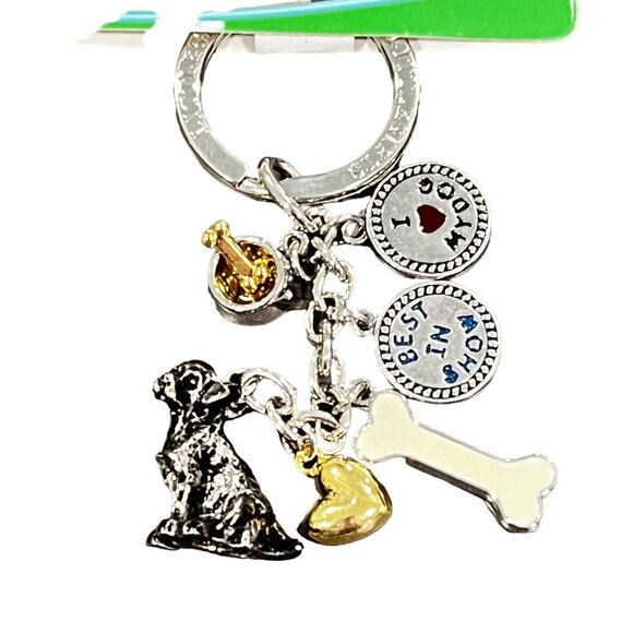 Golden Retriever Gift Keychain With Charms - Bone Heart Dog I Love My Dog New - Picture 2 of 2